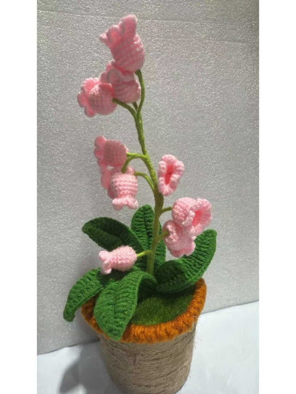 Handmade Crochet Lily of The Valley Potted Plant Knitted Artificial Flower
